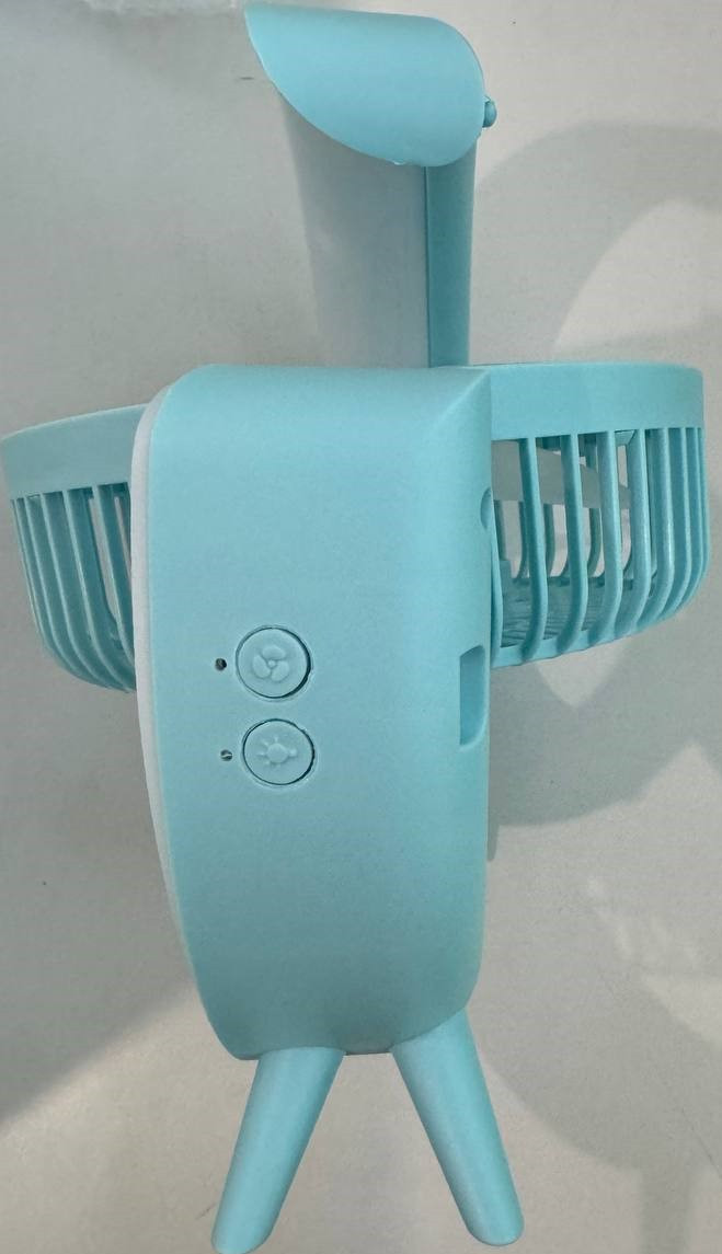 Вентилятор настільний акумуляторний з LED підсвіткою USB 3 швидкості 24x24 см Блакитний - фото 5