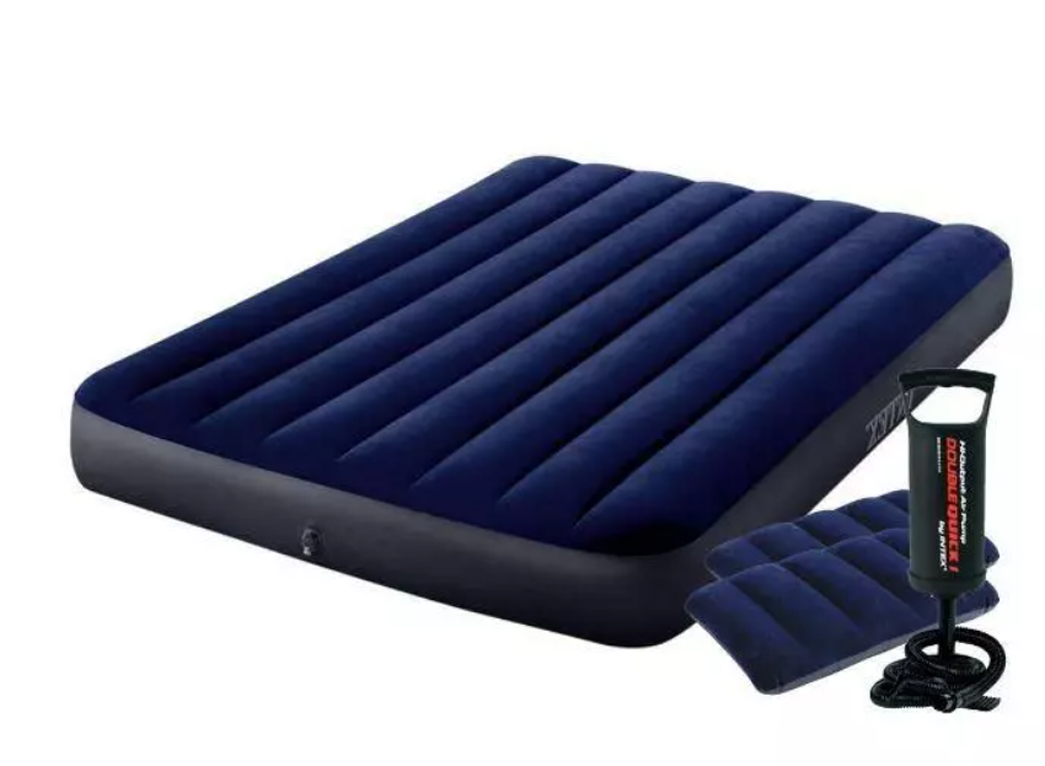 Надувной матрас Intex 64756-2 с технологией Fiber-Tech 76 x 191 x 25 см ПВХ с подушкой насосом одноместный. (34-9-64756-2)