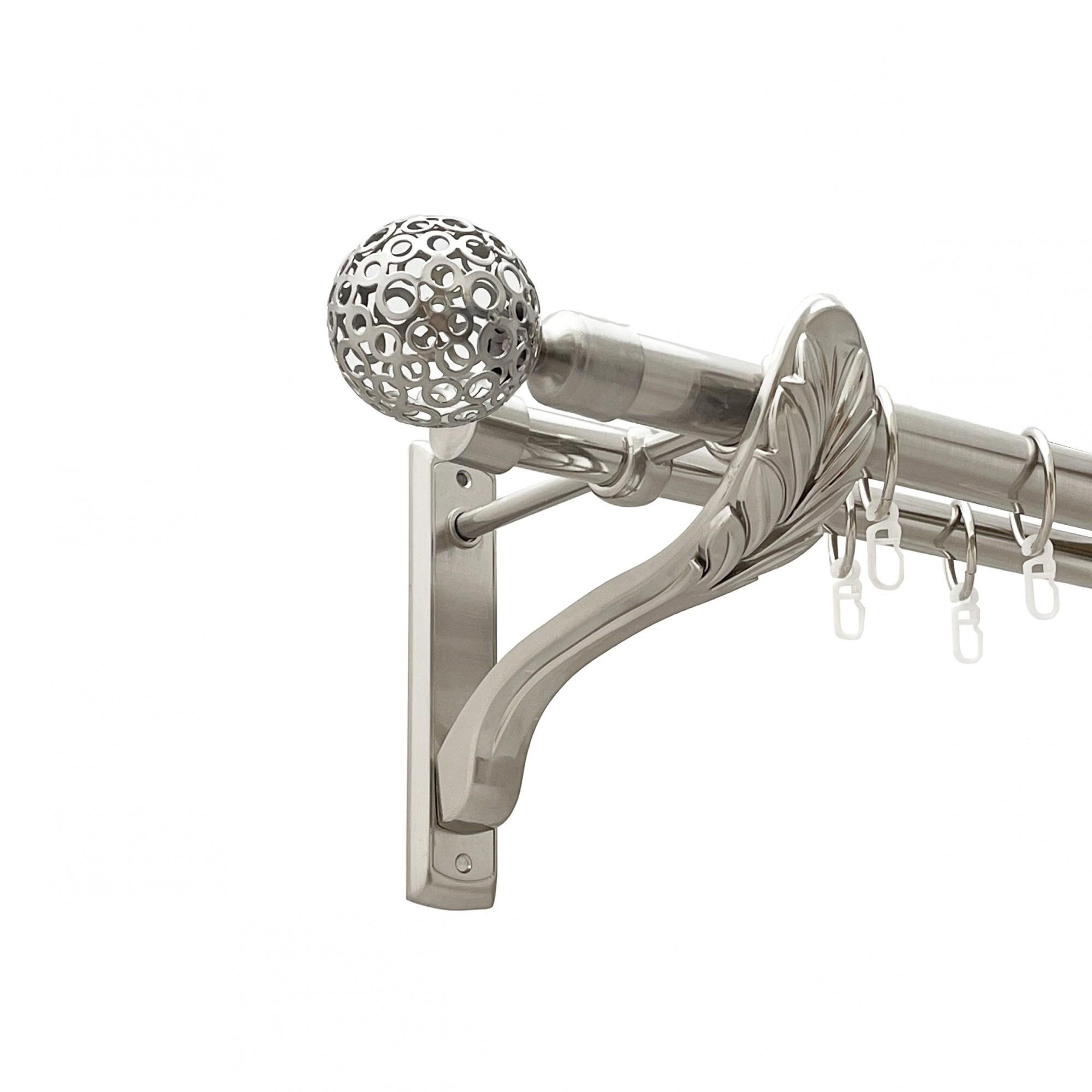 Карниз металлический Orvit Савона двухрядная ретро/гладкая труба/кольцо металлическое Нержавеющая Сталь 25/19 мм 200 см (00-00021612)