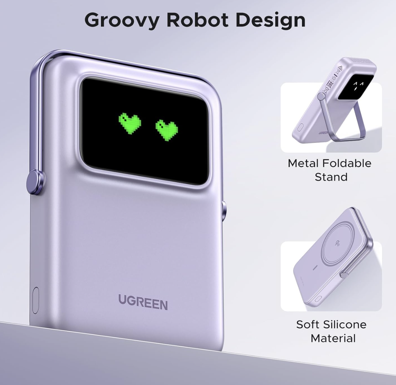 Магнитная батарея UGREEN Uno 20Вт Qi2 10000 mAh Magsafe Power Bank Purple - фото 3 Магнитная батарея UGREEN Uno 20Вт Qi2 10000 mAh Magsafe Power Bank Purple - фото 3