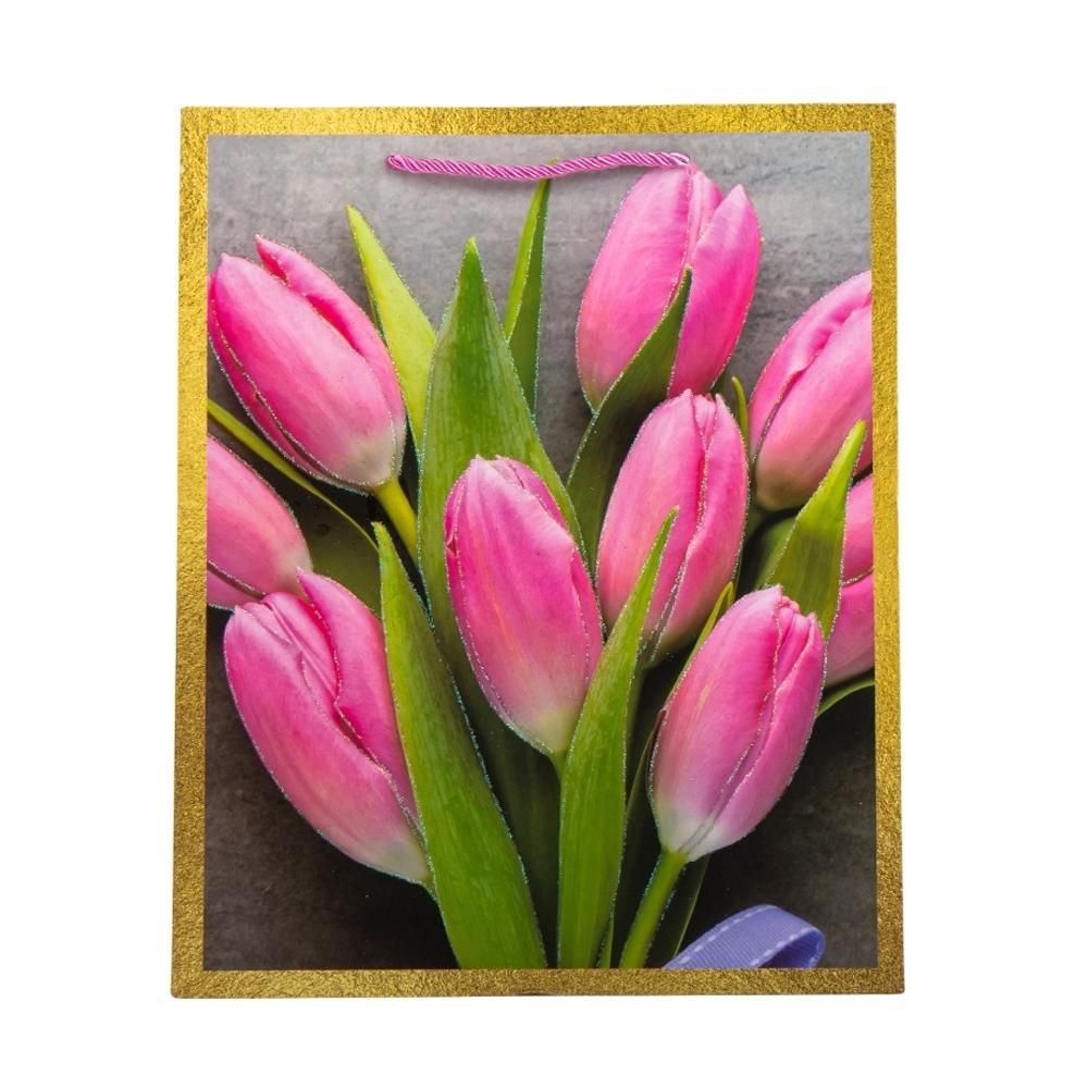 Набор подарочных пакетов Elisey Тюльпаны 26х32 см 4 шт. Розовый (9069-015)