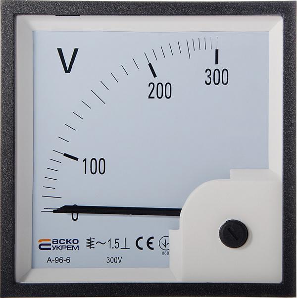 Вольтметр АСКО-УКРЕМ прямого включения А-96-6 96x96 мм 300 В AC (A0190010095)