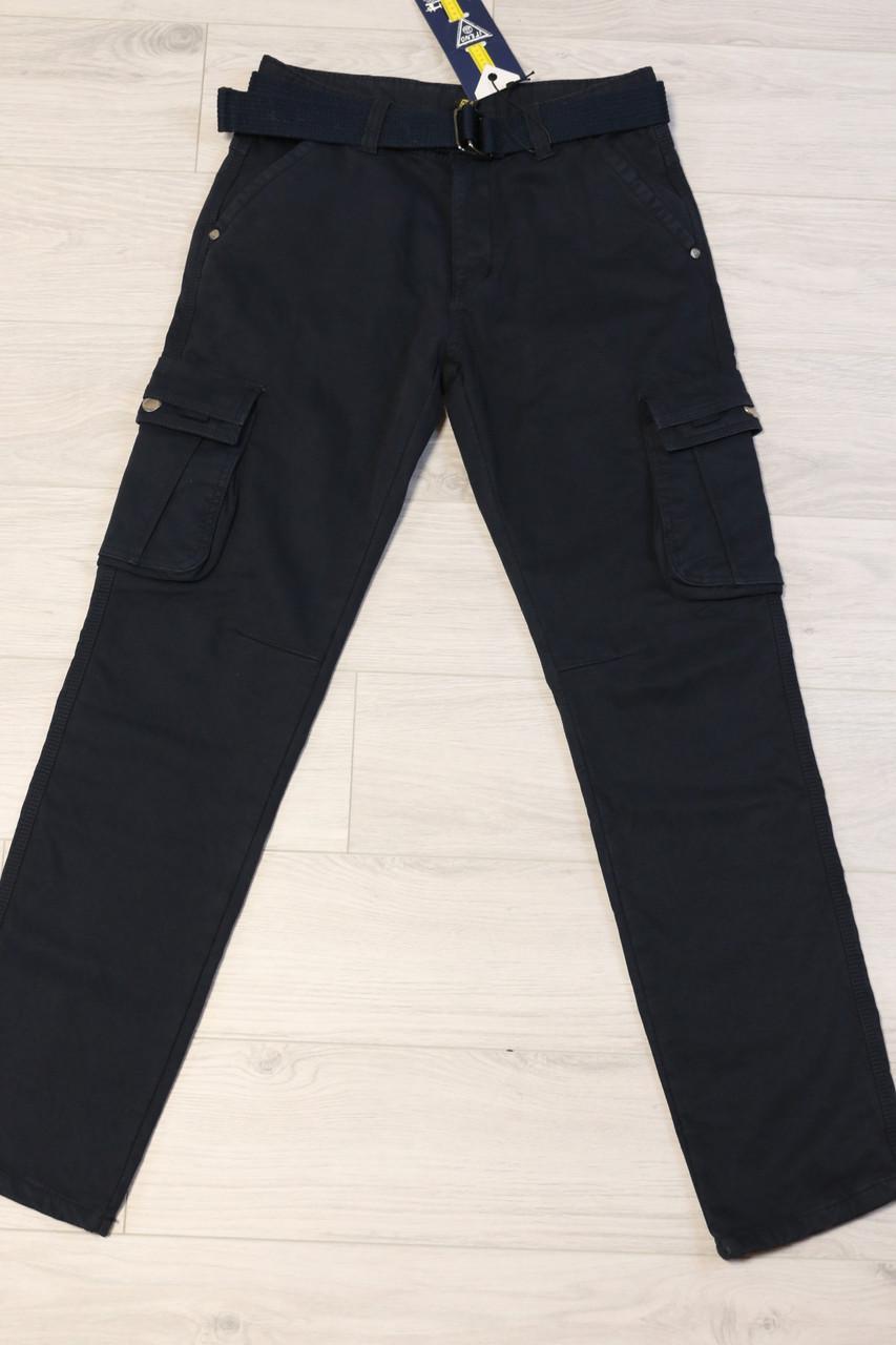 Джинсы мужские карго Iteno с накладными карманами на флисе р. 32 Синий (9072) - фото 2