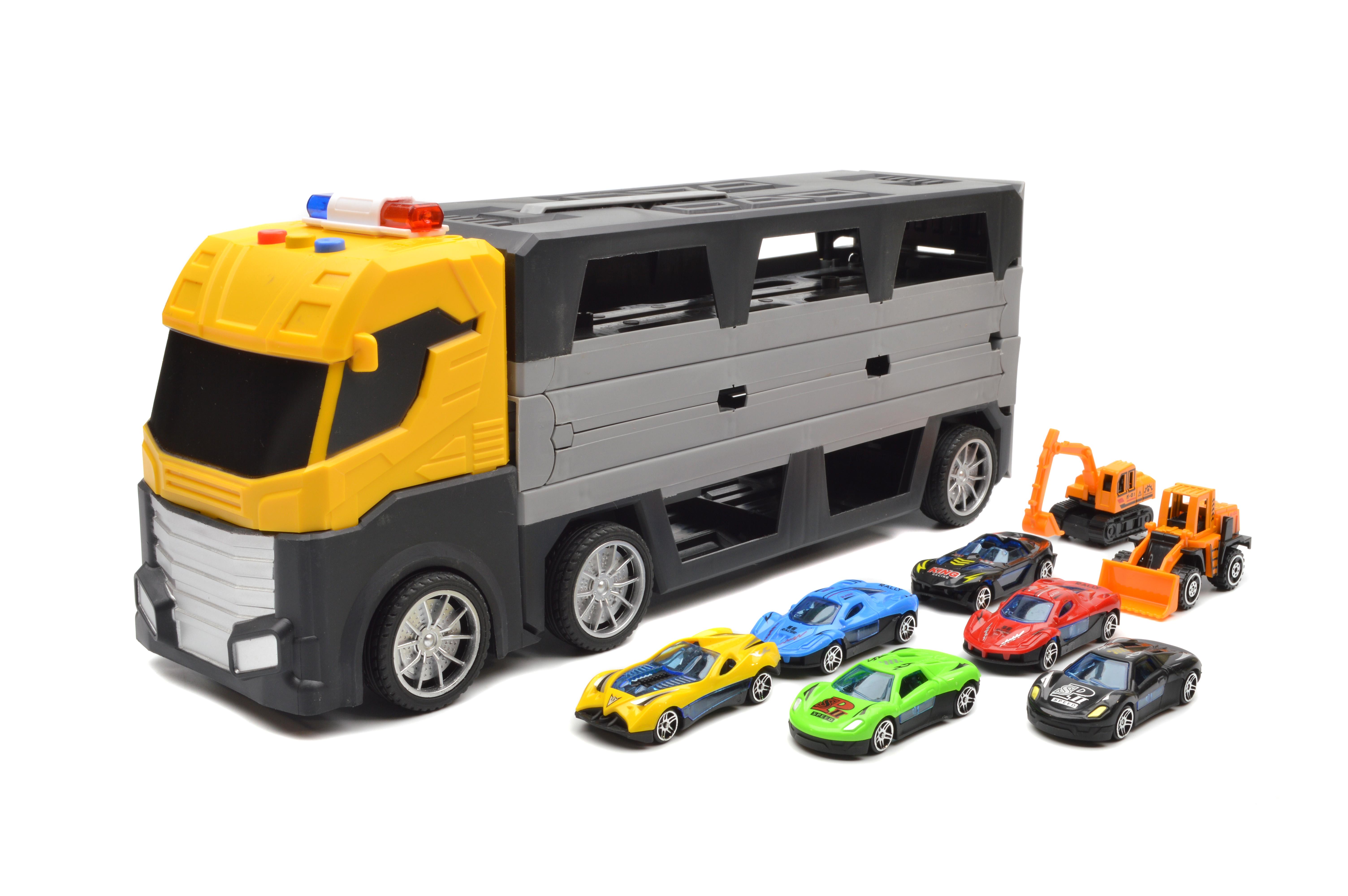 Автовоз с трамплином/пусковым механизмом/машинками (T909A)