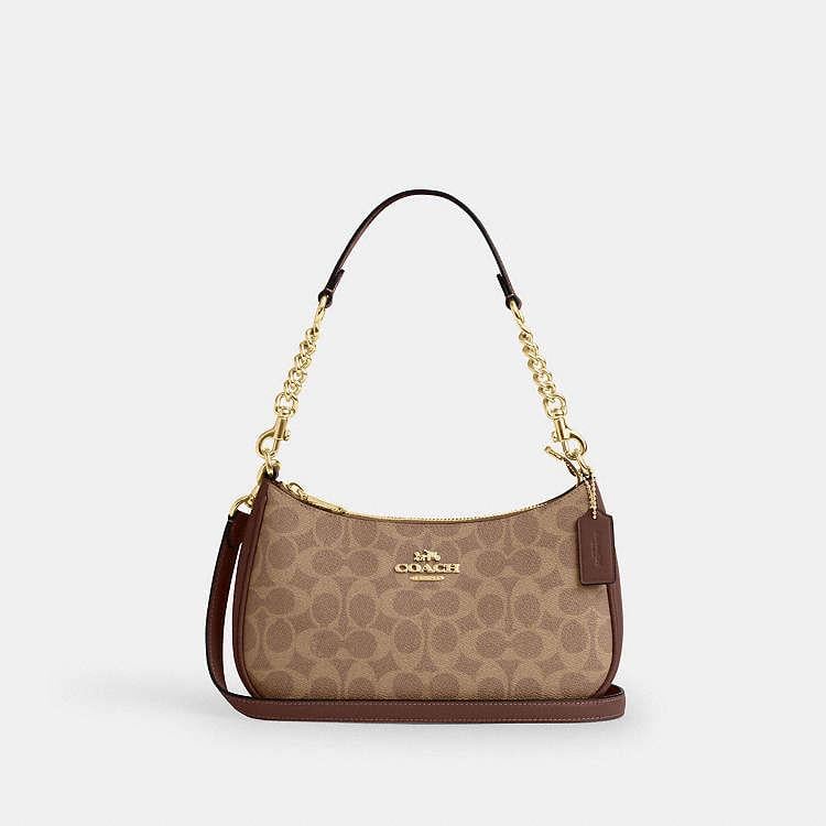 Сумка жіноча Coach Teri Shoulder Bag In Signature Canvas Бежевий (37017286)