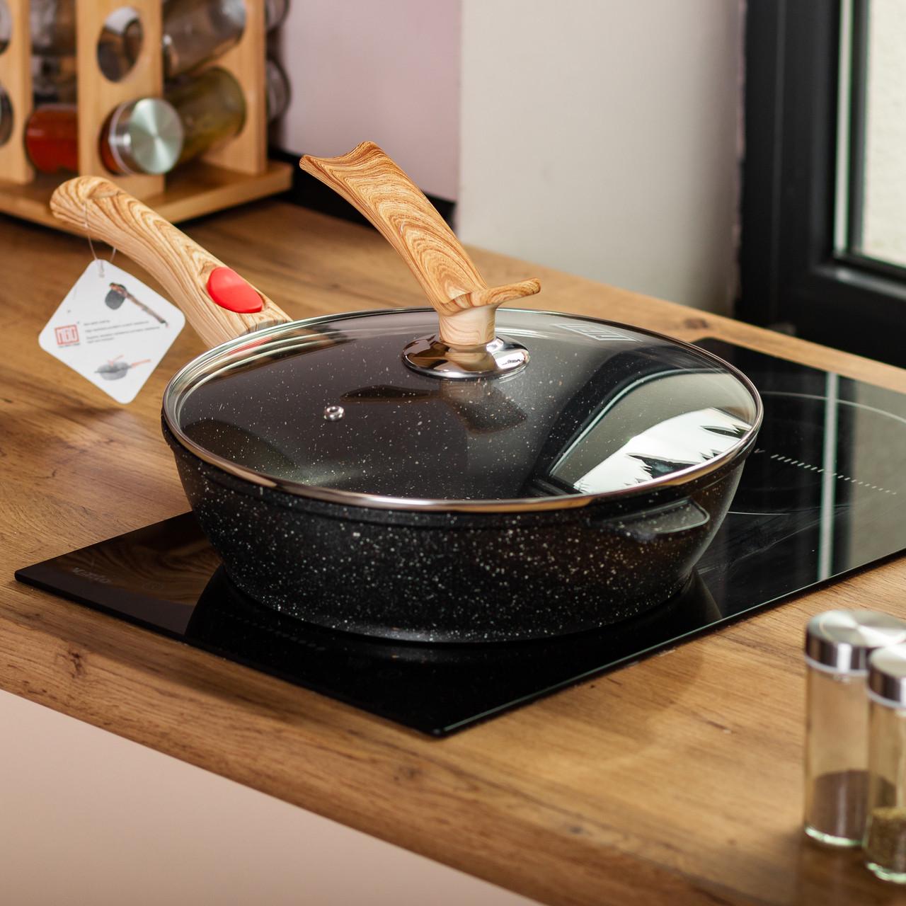 Сковорода алюминиевая MGC глубокая со стеклянной крышкой 3,5 л 28 см Черный (HP-4-465B)