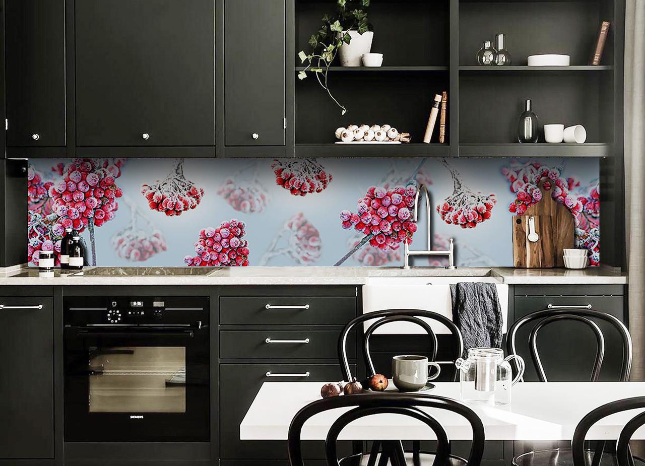 Кухонный фартук Морозная калина из самоклеющейся виниловой пленки 60х300 см Голубой Кухонный фартук Морозная калина из самоклеющейся виниловой пленки 60х300 см Голубой