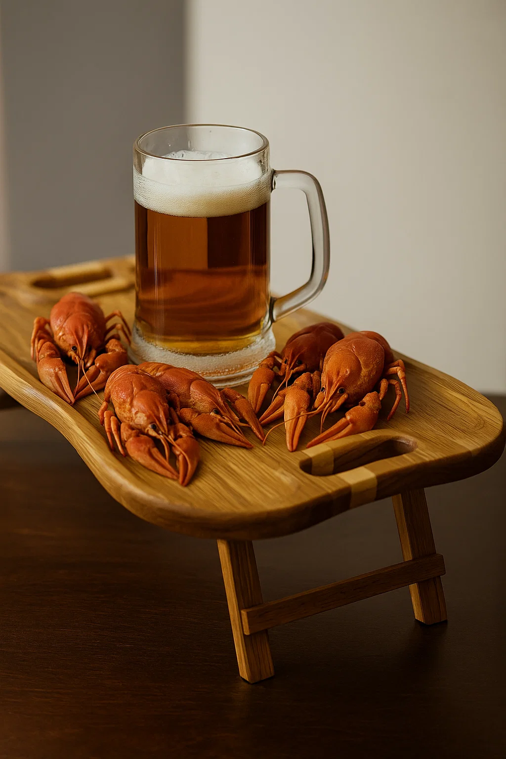 Поднос-столик раскладной дубовый 47х29 см Коричневый (29738410) - фото 5