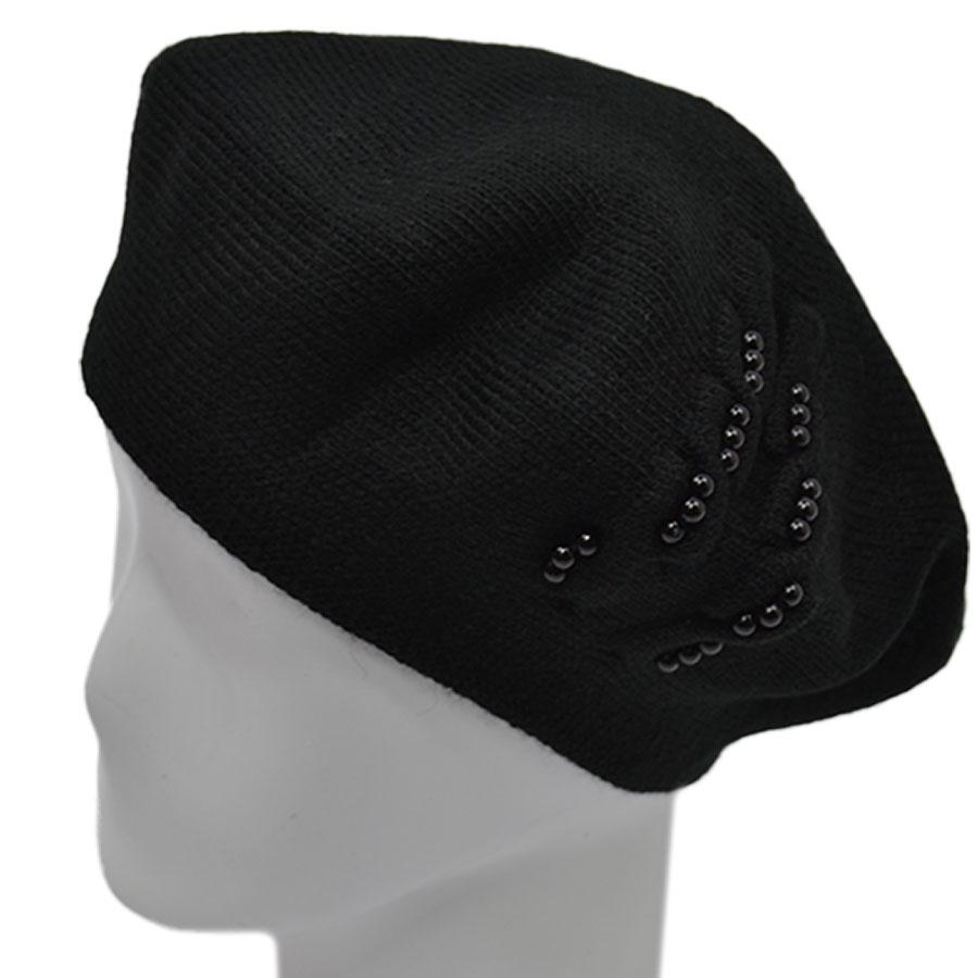 Берет женский Lirus Лейла двойной шерстяной р. 56-58 Черный (68645)