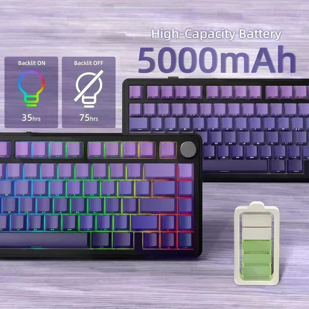 Клавіатура ігрова attack shark X85 HOT-SWAP бездротова/механічна/RGB-підсвічування Purple (28749739) - фото 5 Клавіатура ігрова attack shark X85 HOT-SWAP бездротова/механічна/RGB-підсвічування Purple (28749739) - фото 5