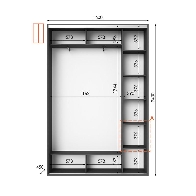 Шафа-купе Idea серія 1 160х45х240 см Антрацит (1096) - фото 2