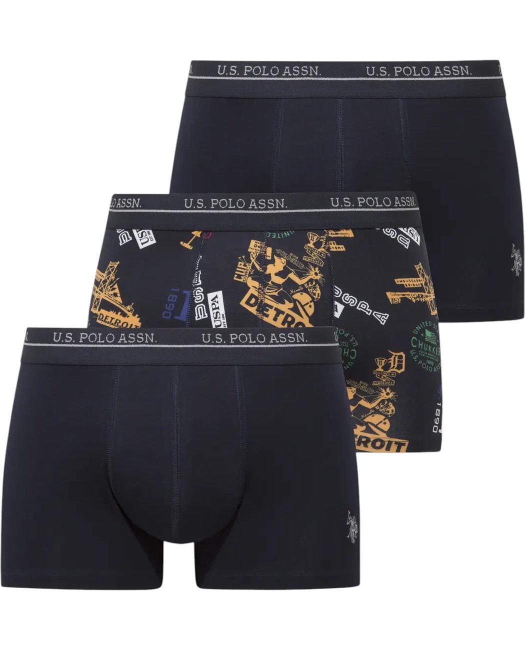 Набор трусов-боксеров мужских US Polo ASSN 80650LLB 3 шт. 2XL Разноцветный (8680557464375)