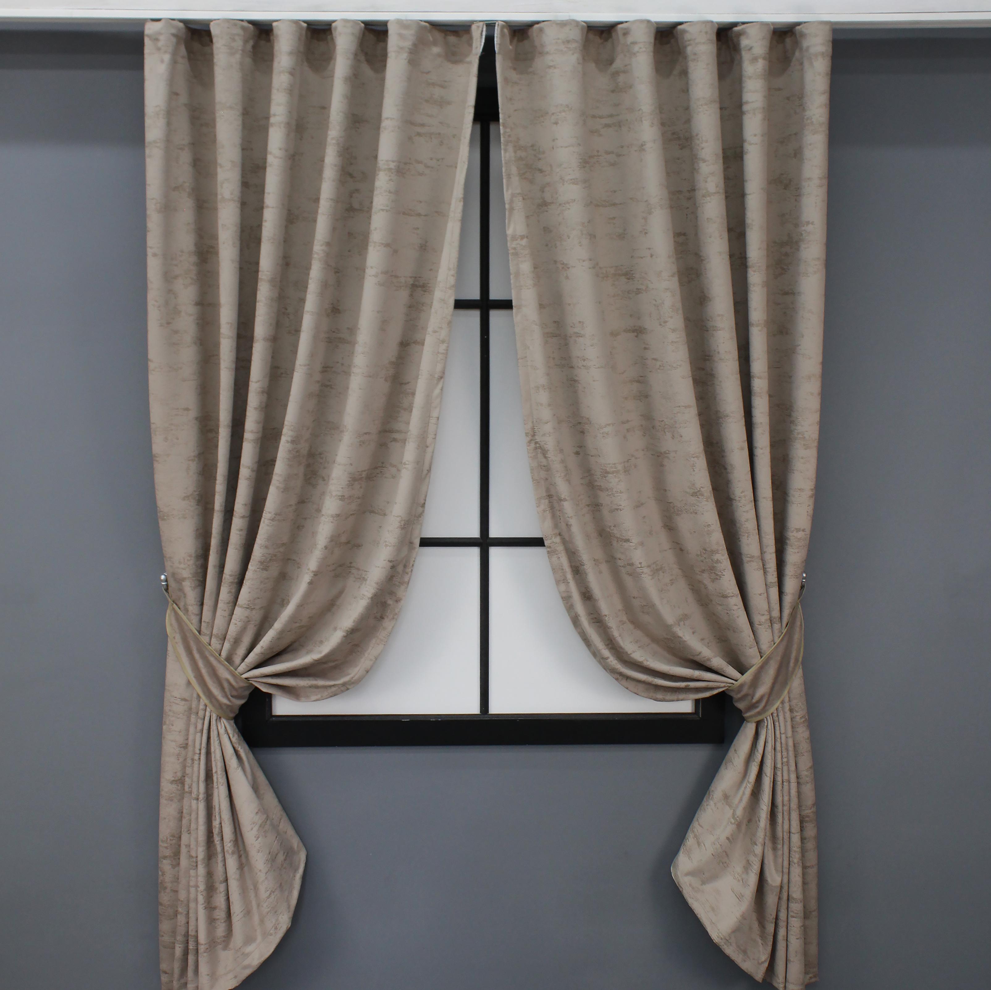 Комплект коротких штор VR-Textil № Бархат Афина № 1323ш 130х190 см 2 шт. Бежевый (35-0147)