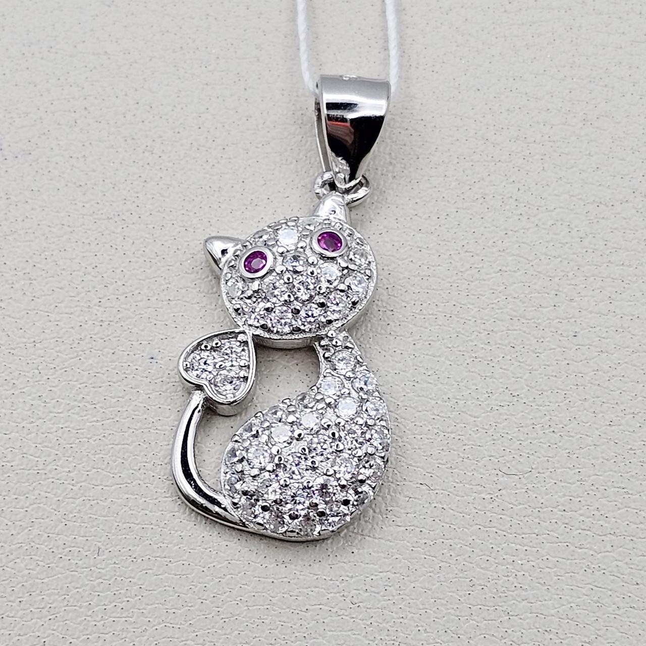 Серебряный кулон с кубическим цирконием Кошечка 2,65 г (2791776763)