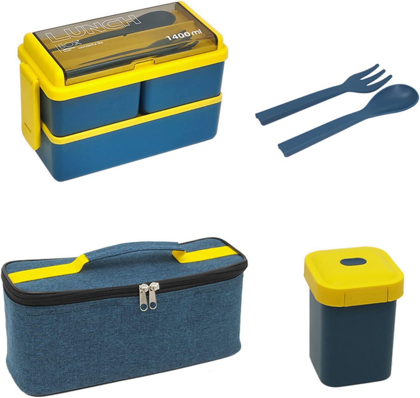 Ланч-бокс с приборами супницей и термосумкой 1400 мл Синий (407037)