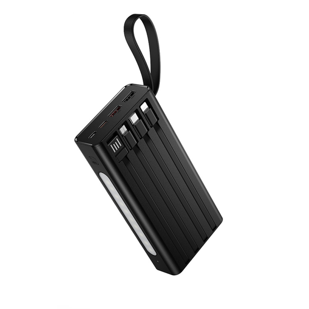 Павербанк Hoco J155 20000 mAh 22,5W 2USB/2Type-C зі швидкою зарядкою 22,5W/PD20W та вбудованими кабелями USB/Micro/Type-C/Lightning Black (J155) - фото 4