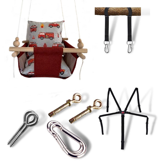 Дитяча гойдалка Infancy Пожежні машинки Бордовий (9676367)