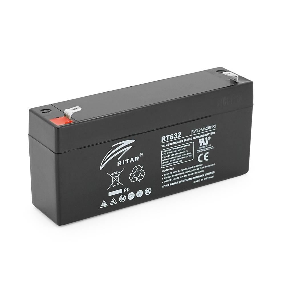 Батарея акумуляторна AGM RITAR RT632 66 Q10 6V 3,2Ah 134х35х60 мм Gray/Black (34715)