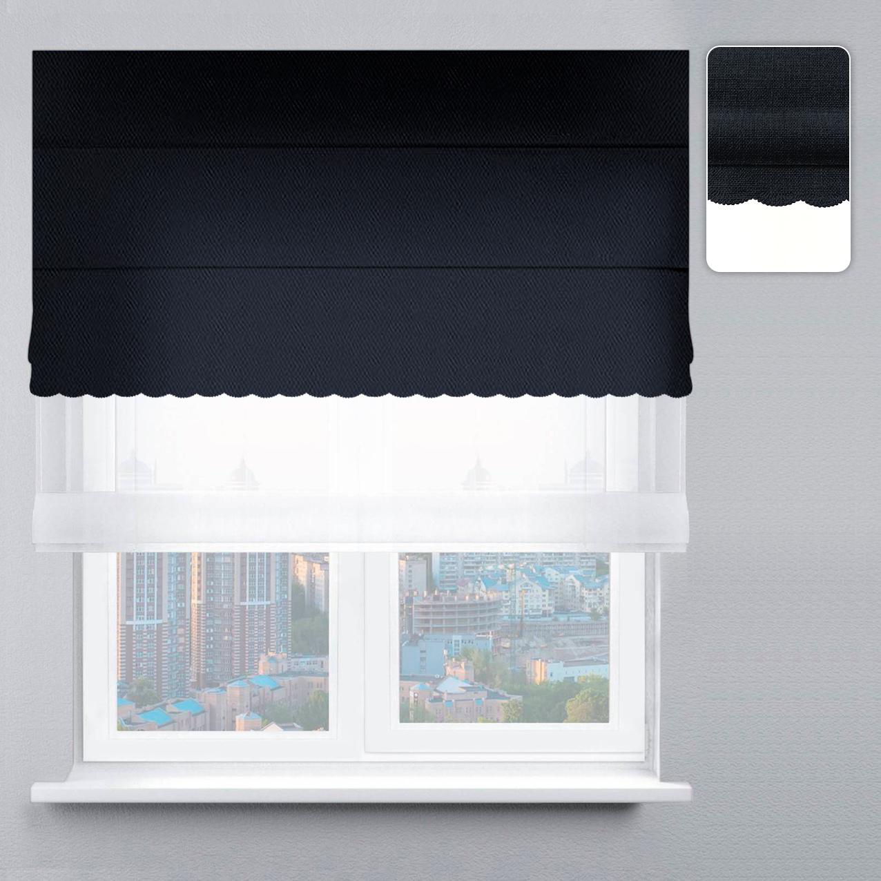 Римская штора велюр с ажуром 280х170 см Белый/Черный