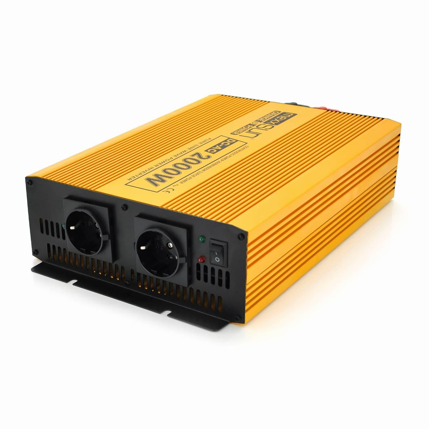 Інвертор напруги Mexxsun MXSPSW-2000 12V/220V 2000W з правильною синусоїдою 2 Shuko клемні дроти Q2 (36561)
