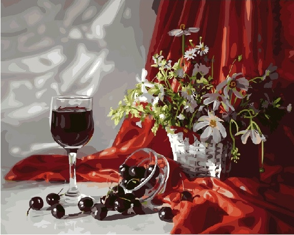 Картина по номерам Brushme Черешня и ромашки (GX21269) Картина по номерам Brushme Черешня и ромашки (GX21269)