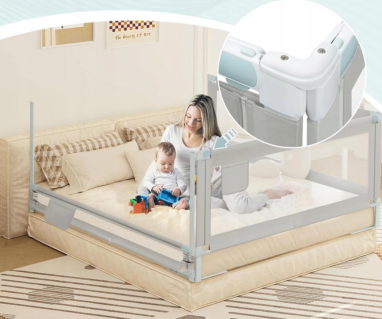 Бортик для ліжка захисний Woltu 180 см Сірий (KG003hgr02) - фото 6