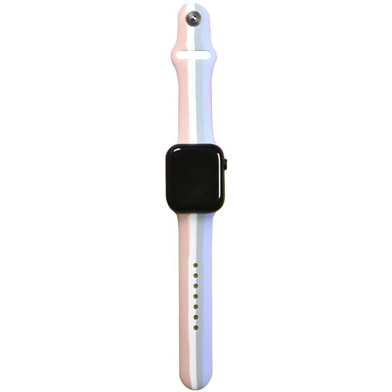Ремінець силіконовий Rainbow для Apple watch 42 мм/44 мм Рожевий/Бузковий (00000048582_7)