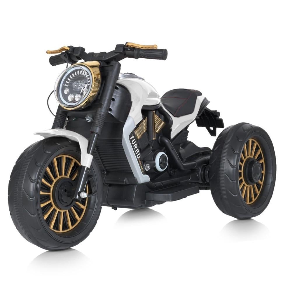 Детский электрический мотоцикл Bambi Racer 12V одноместный до 30 кг Черно-белый (DE-169-E-1040)