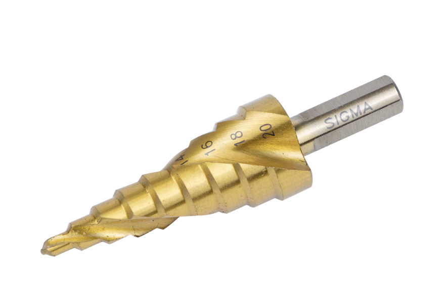 Свердло по металу ступінчасте Sigma HSS-TIN зі спіральною канавкою Ø 4-20 мм крок 2 мм (1183051)