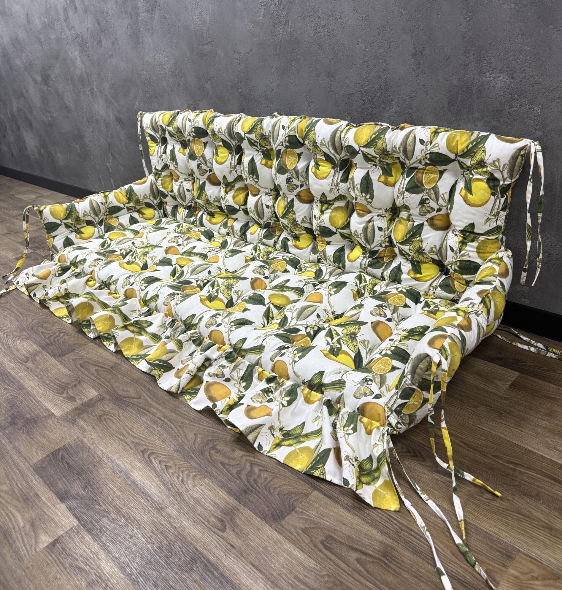 Подушка Сomfort Home Lemon meyeri с бортами и рюшей на поддоны/качалки/каркасы/садовая мебель панама 100х50х50х20 см