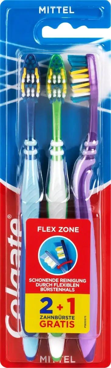 Зубная щетка Colgate FLEX ZONE mittel 2+1 шт. (00-00001144) - фото 1