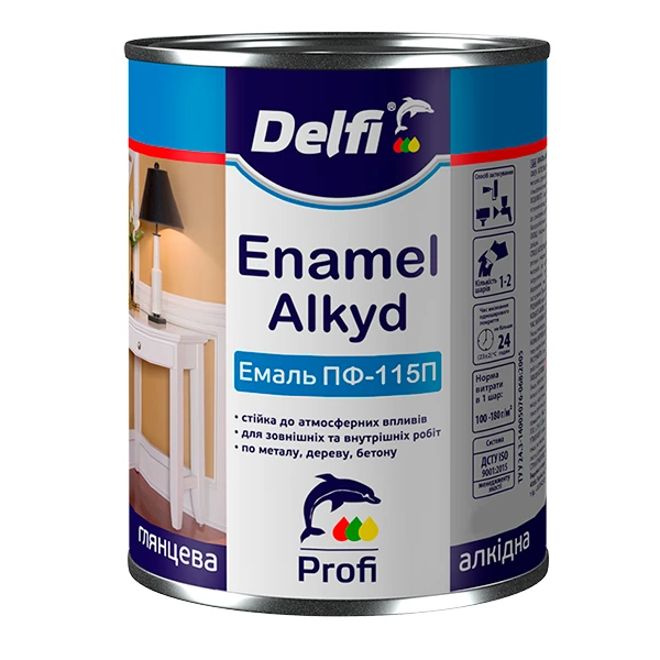 Емаль Delfi ПФ-115П алкідна 2,8 кг Коричневий (2792906509)