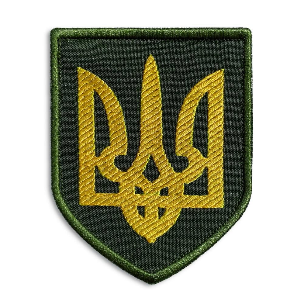 Шеврон на липучці Герб України 8х10 см Хакі (19560)