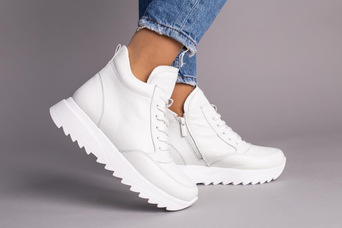 Кроссовки женские кожа флотар на меху р. 37 Белый (9417з/37)