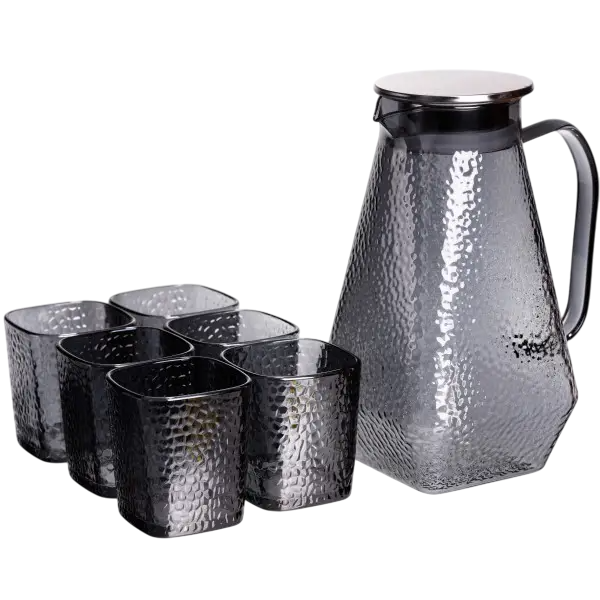 Набор кувшин со стаканами фактурныке 1,8/0,2 л Серый