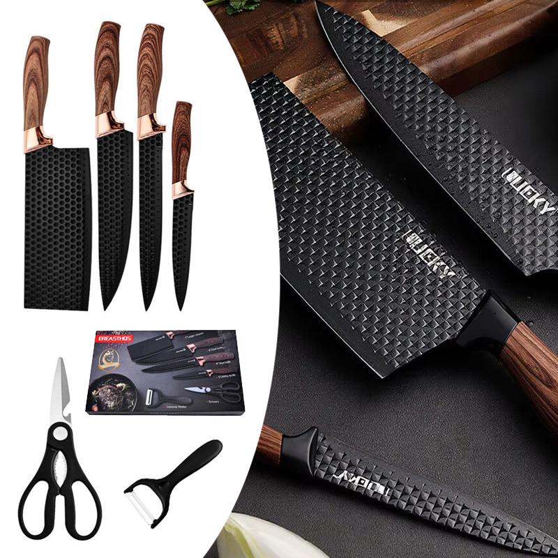 Кухонный набор профессиональных ножей 6в1 из нержавеющей стали и деревянными ручками - фото 6 Кухонный набор профессиональных ножей 6в1 из нержавеющей стали и деревянными ручками - фото 6