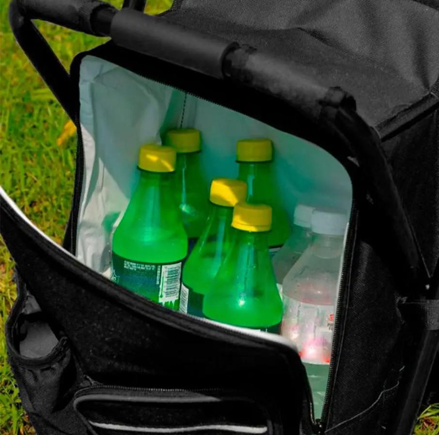 Туристичний табурет-рюкзак складаний 3в1 з термосумкою водовідштовхуючий 50х36х30 см Чорний (173-2) - фото 5 Туристичний табурет-рюкзак складаний 3в1 з термосумкою водовідштовхуючий 50х36х30 см Чорний (173-2) - фото 5