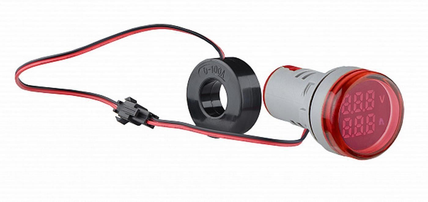 Светосигнальная арматура АСКО-УКРЕМ с индикатором напряжения АС и тока серии U-ADM-VA круглая ᴓ22 мм Красный (00000055179)