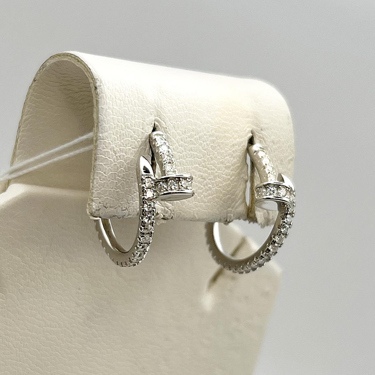 Серебряные серьги-пусеты с кубическим цирконием Cartier 2,73 г (2505770689)