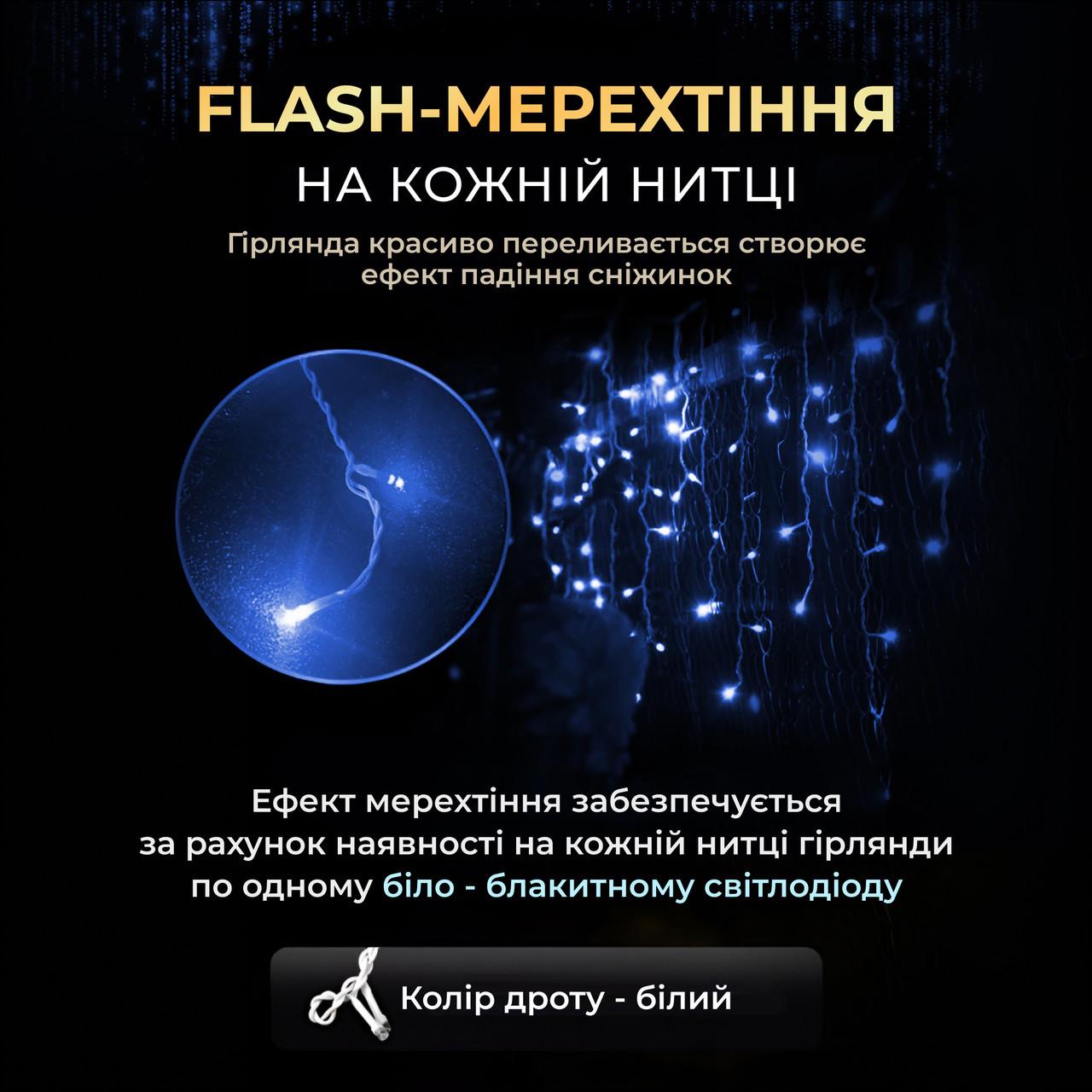 Гирлянда уличная Бахрома 280 LED белая проволока 20 м Синий (20MWBL) - фото 4