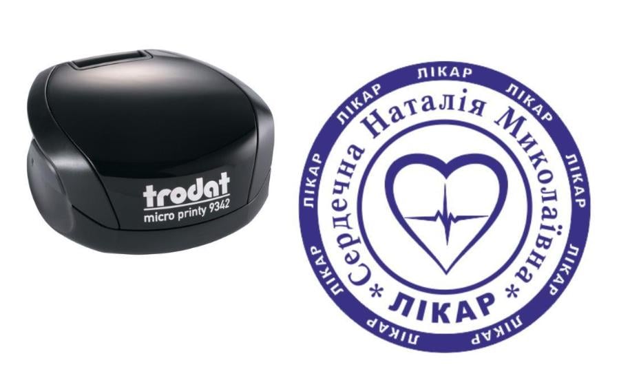 Печать Врача на карманном оснащении Trodat Micro Printy 9342 d 30 мм Черный (Л15/9342/B)