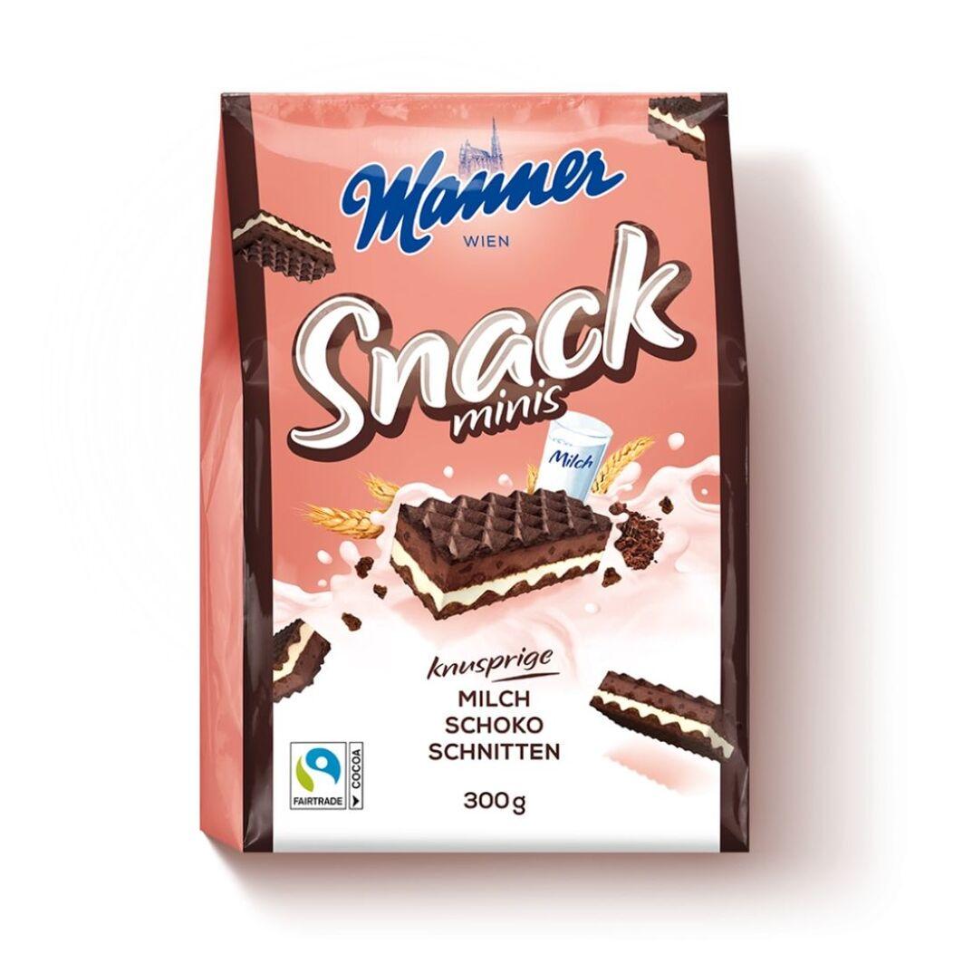 Вафлі Manner Snack Minis з молочно-шоколадним кремом 300 г (2086383126)