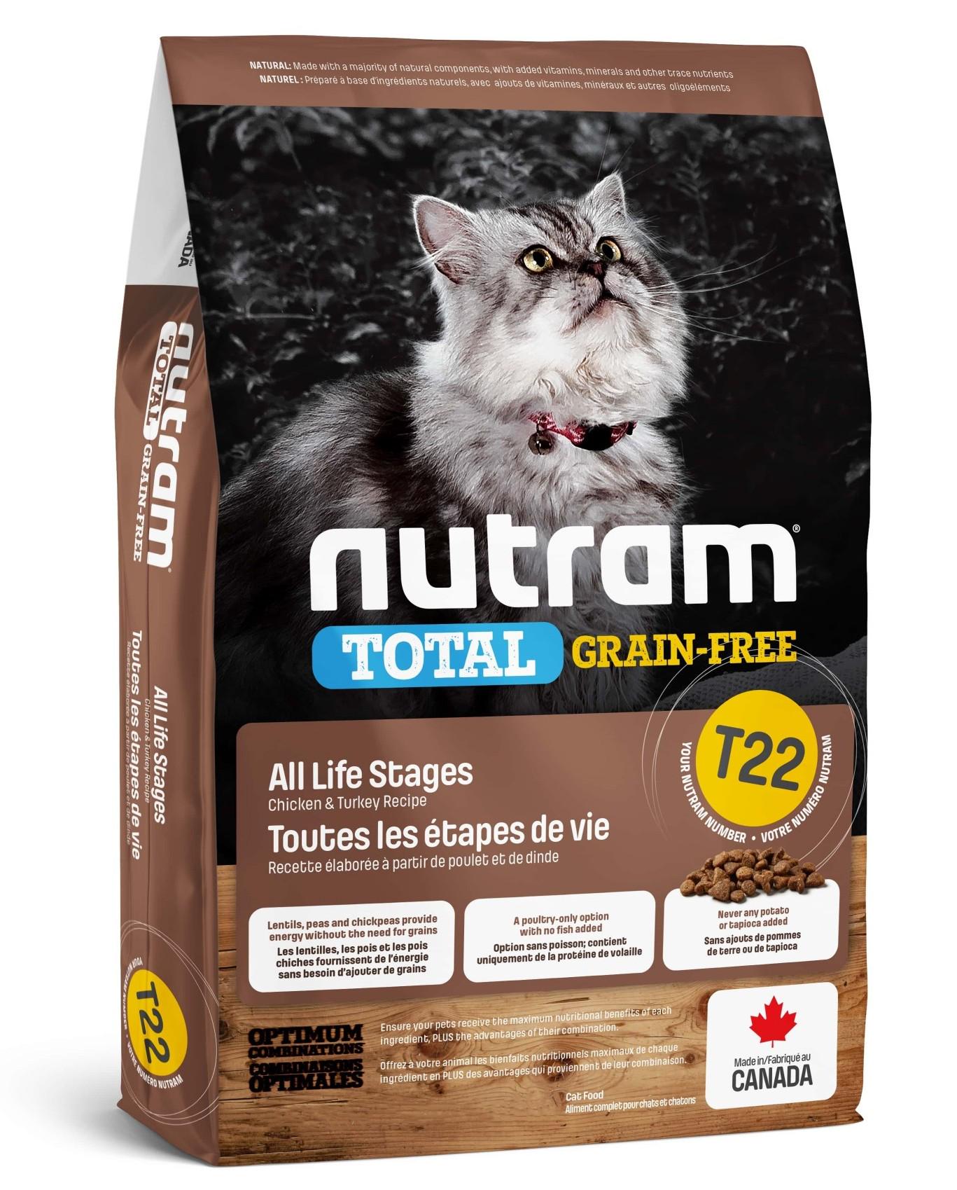 Корм сухой для кошек Nutram T22 беззерновой c индейкой и курицей 20 кг (2000000006680)
