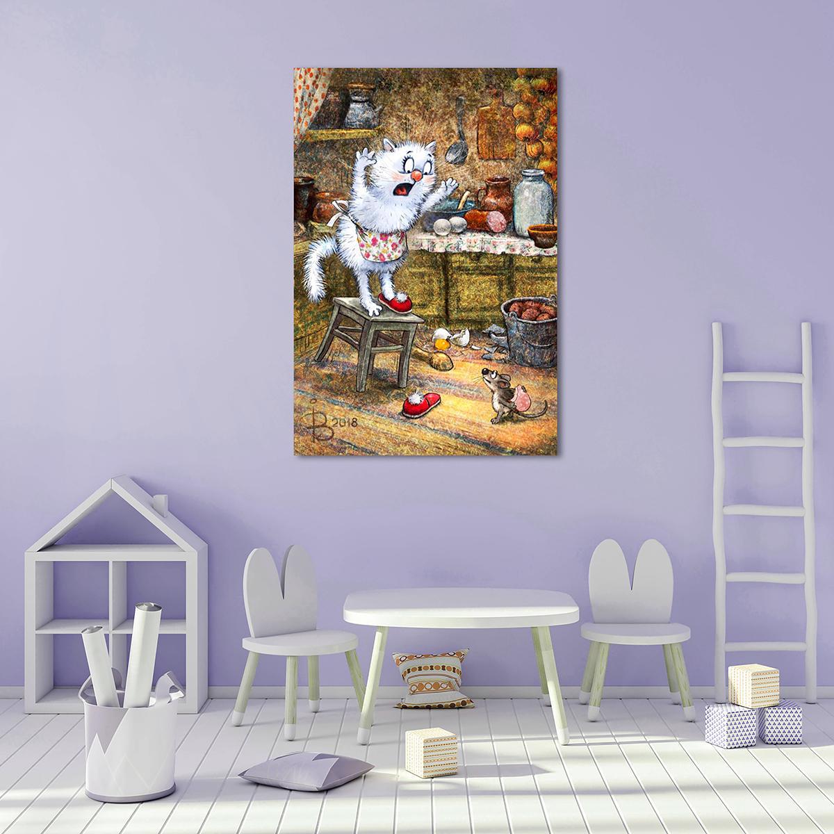 Модульная картина Про Мурочку и мышь 1 модуль 80x120 см