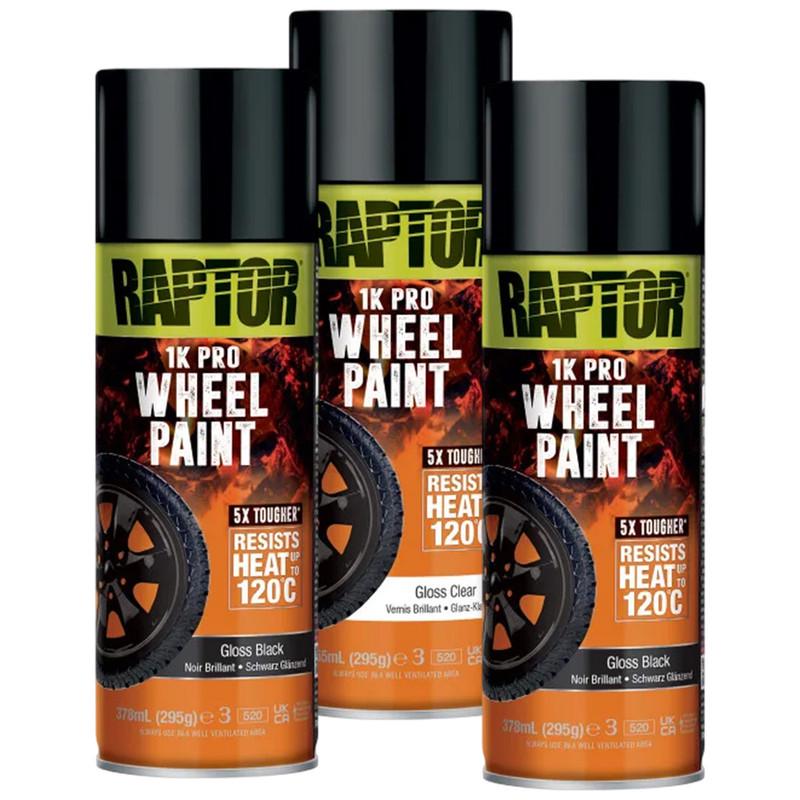 Комплект для фарбування дисків U-POL RAPTOR Wheel Kit 2x378 мл та лак 365 мл Чорний глянець