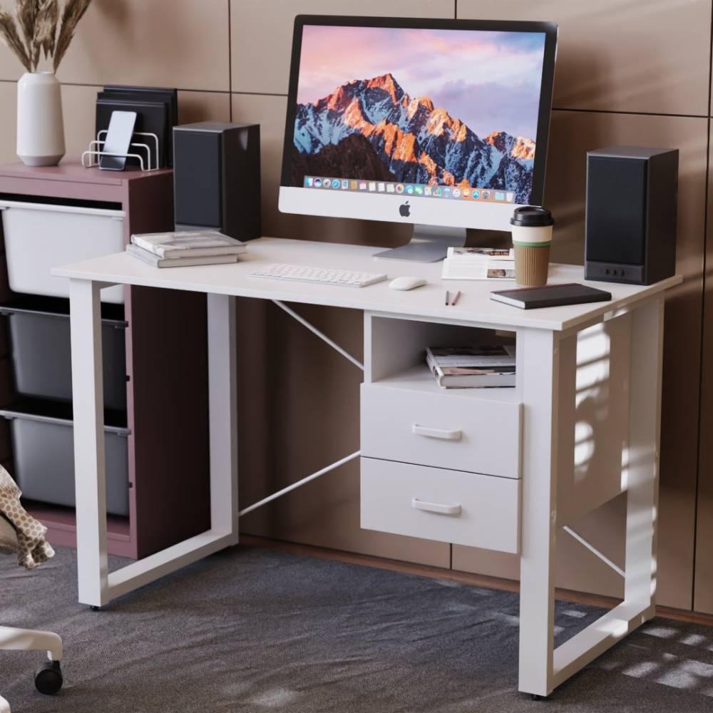 Письмовий стіл із ящиками Ferrum-decor Оскар метал/ДСП 16 мм 750x1400x700 мм Білий/Білий (FRD-103282)