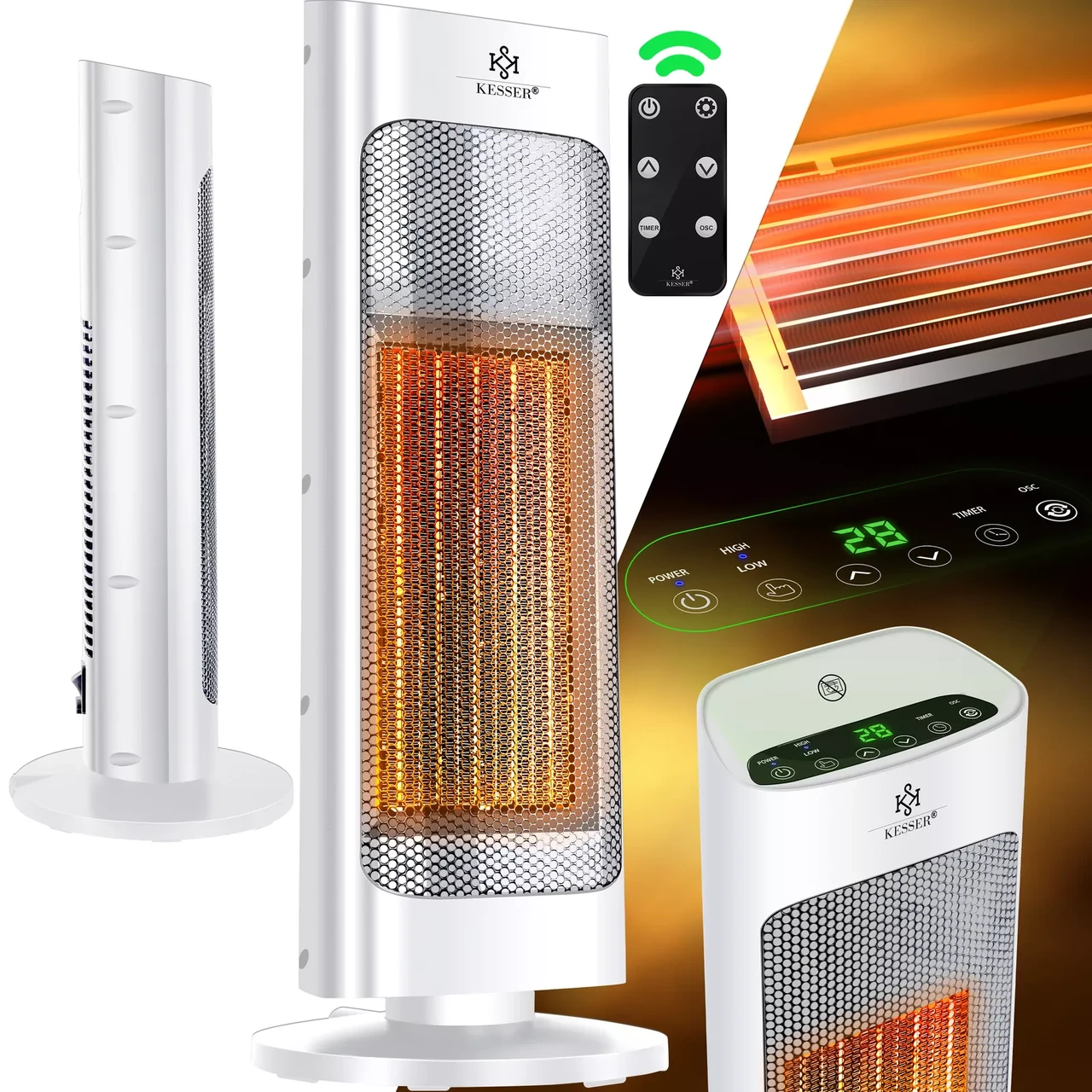 Инфракрасный обогреватель KESSER керамический 2000 Вт 52x9x19 см - фото 2 Инфракрасный обогреватель KESSER керамический 2000 Вт 52x9x19 см - фото 2