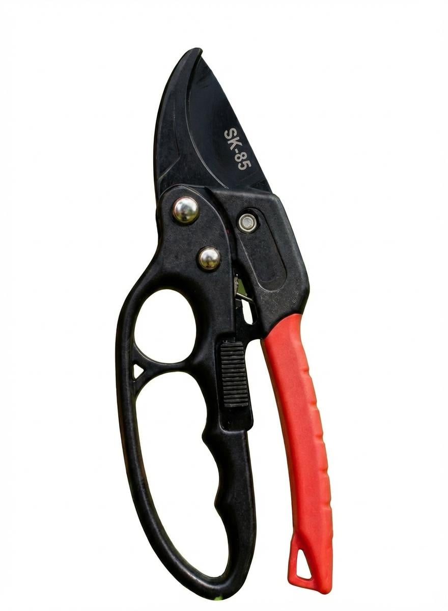 Секатор садовий OnePro з храповим механізмом для квітів гілок дерев винограду кущів універсальний Червоний (73978)
