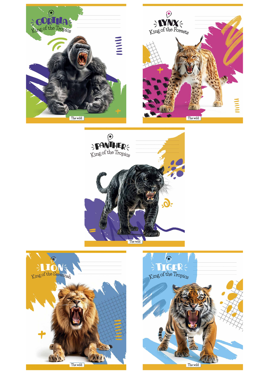 Тетради ученические Школярик King of the Tropics Star 3421 ВД-лак в линию 5 шт. по 18 л. (4820006472092)