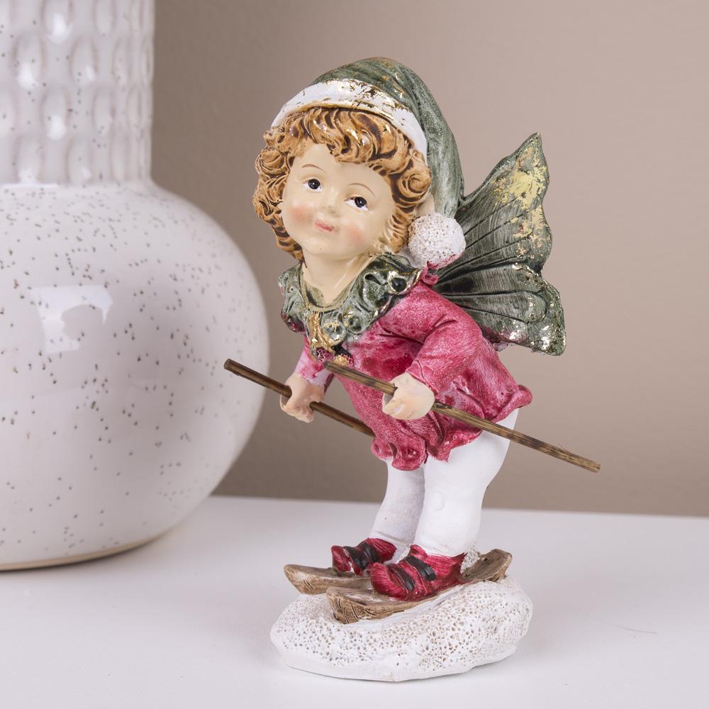 Статуэтка новогодняя Эльф на лыжах керамическая (4480-1)
